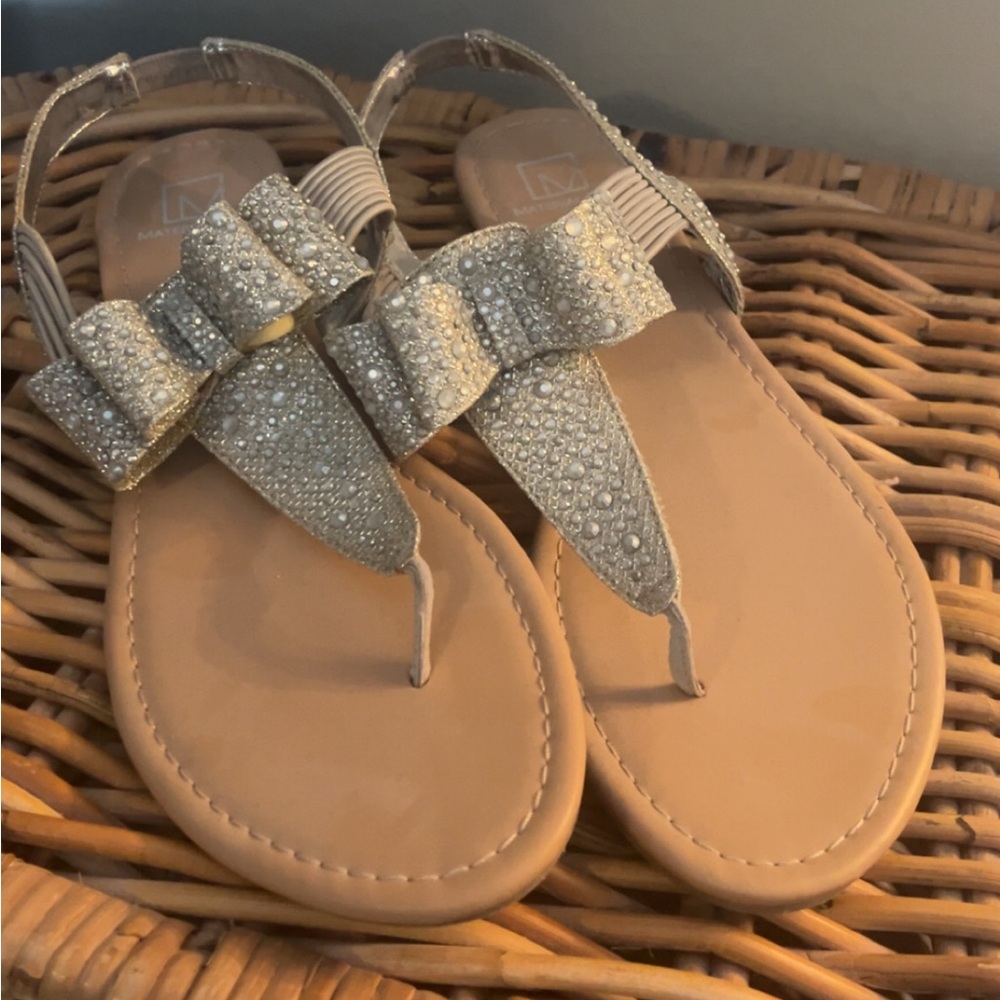 Material Girl Glittery Sandals with Bow